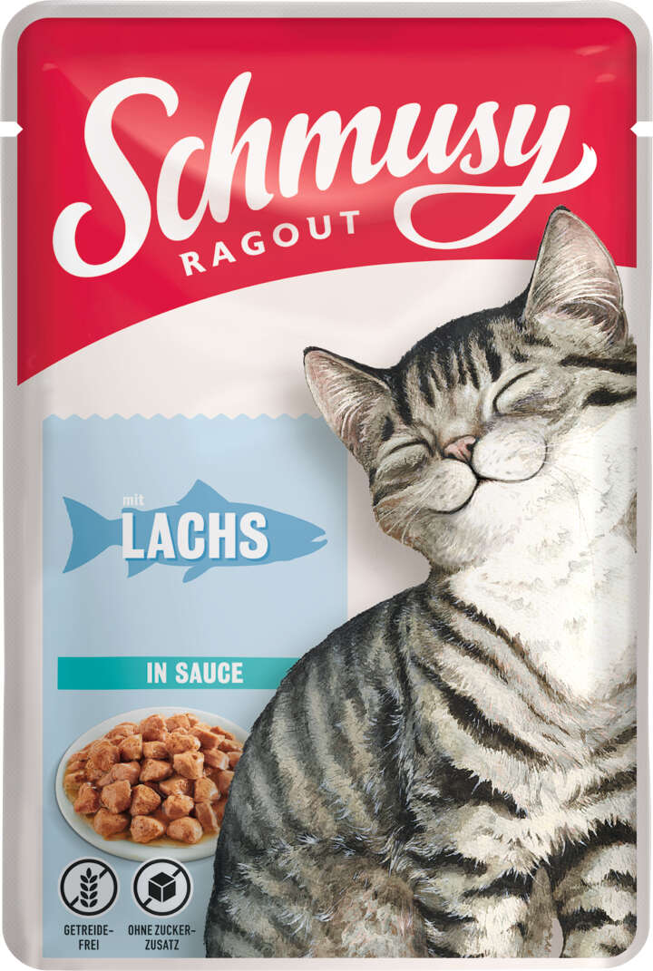 SCHMUSY Katzen-Nassfutter Ragout mit Lachs in Sauce